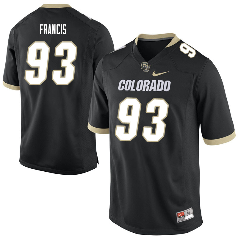 Men #93 Tyler Francis Colorado Buffaloes College Football Jerseys Sale-Black - Click Image to Close